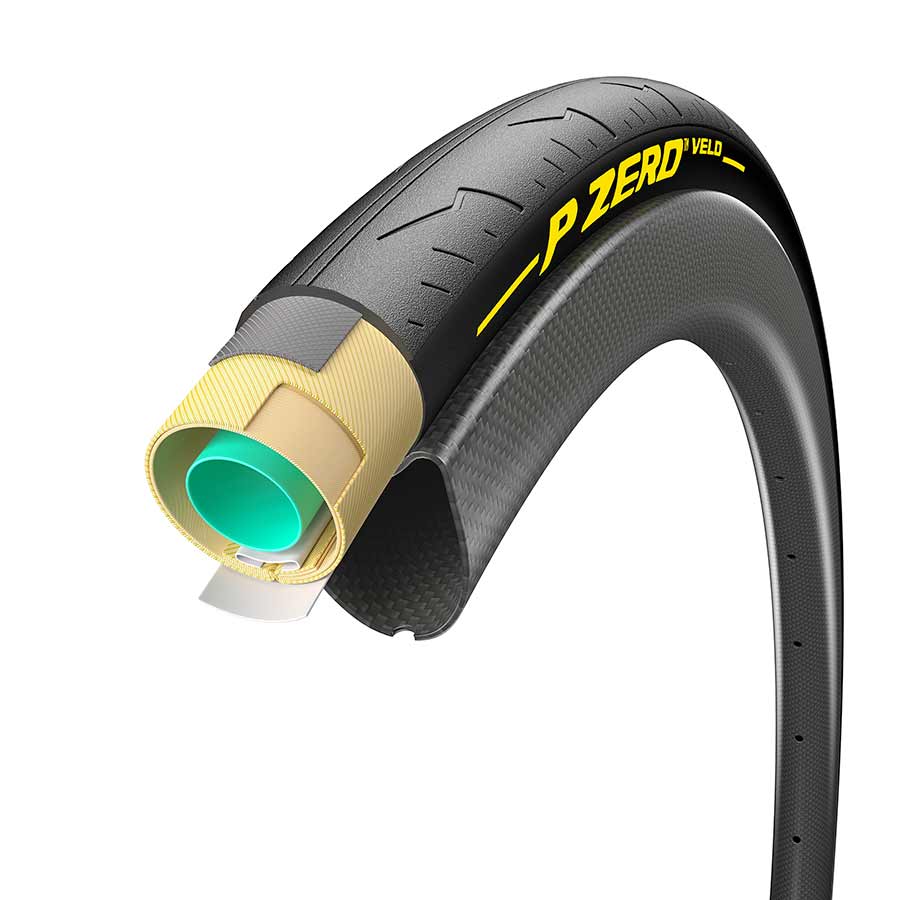 Pirelli, PZero Velo Tubular, Road Tire, 700x25C, Tubular, YellowSOFT, TechBELT, 300TPI, Black