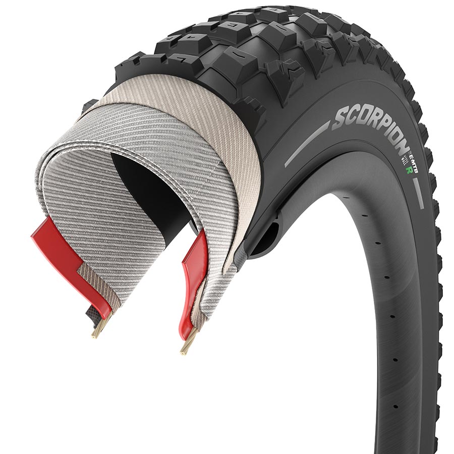 Pirelli, Scorpion E-MTB R, Mountain Tire, 27.5x2.60, Folding, Tubeless Ready, SmartGRIP+, Hyperwall, 60TPI, Black