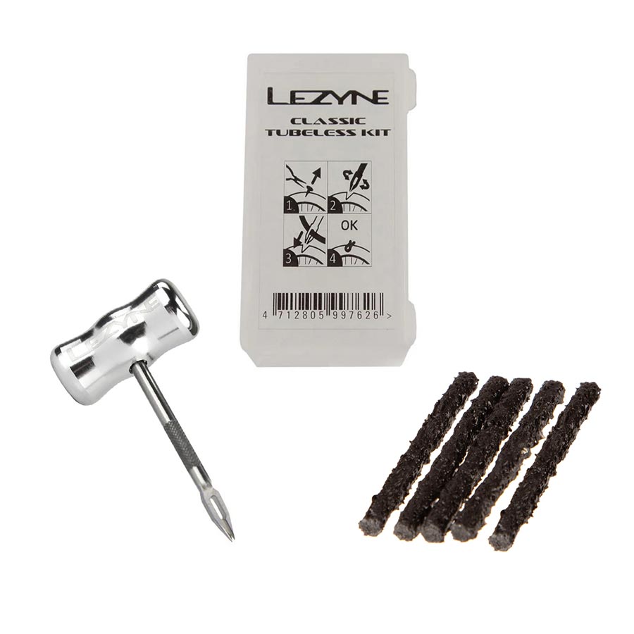 Lezyne, Tubeless Kit, Tubeless repair kit, includes alloy tool and 5 plugs.