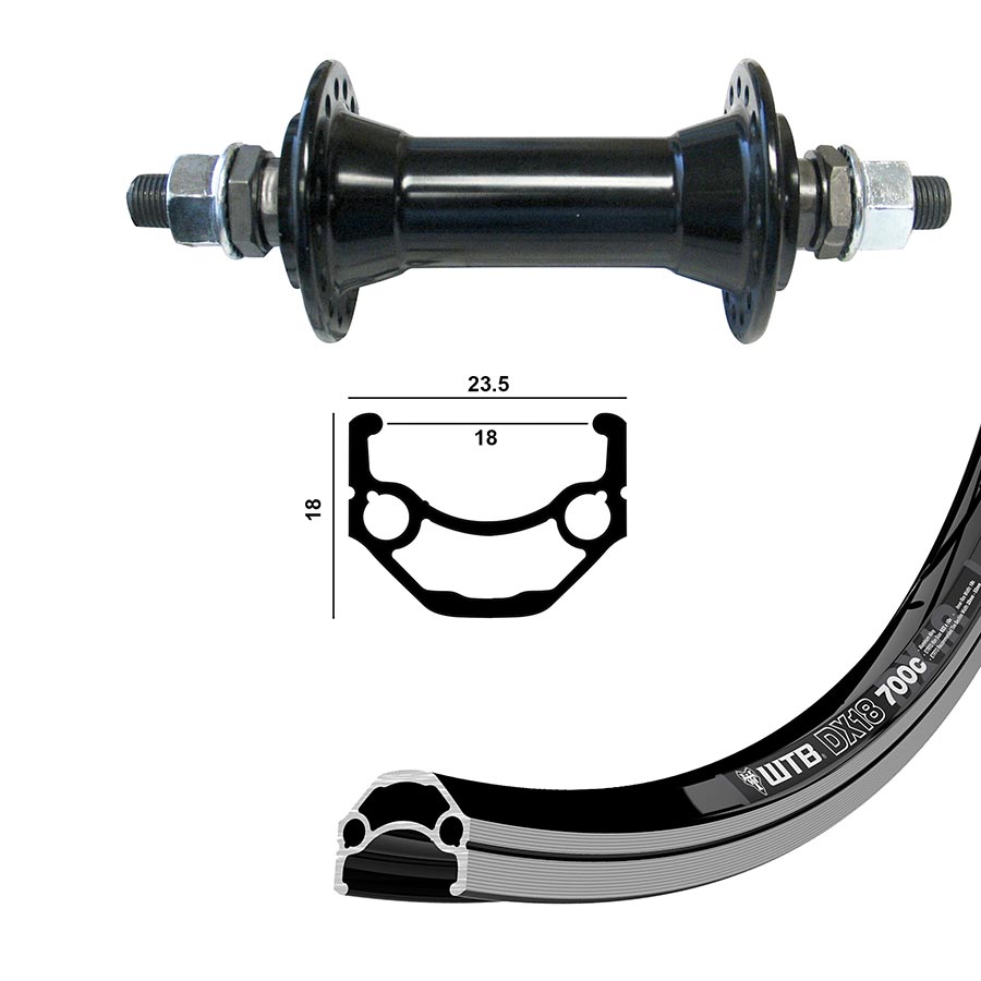 Wheel Shop, WTB DX18, Wheel, Front, 700C / 622, Holes: 36, Bolt-on, 100mm, Rim