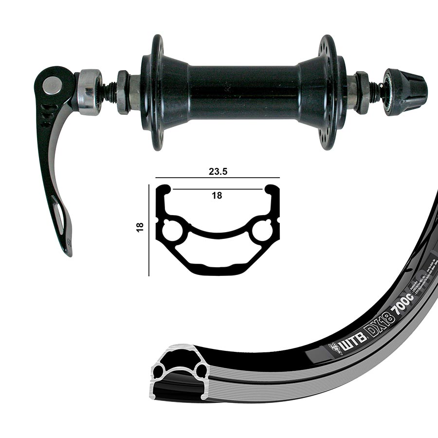 Wheel Shop, WTB DX18, Wheel, Front, 700C / 622, Holes: 36, QR, 100mm, Rim