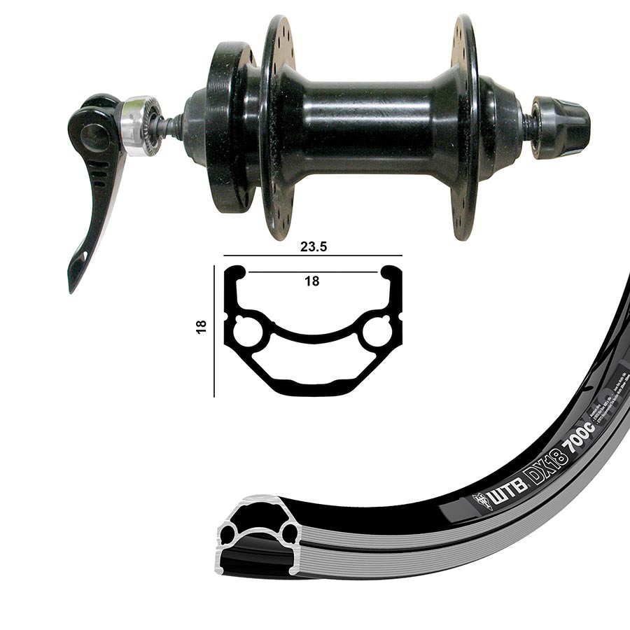 Wheel Shop, WTB DX18, Wheel, Front, 27.5'' / 584, Holes: 36, QR, 100mm, Rim and Disc IS 6-bolt