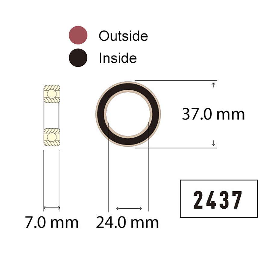 Wheels Manufacturing, Angular Contact, Sealed Cartridge Bearing, MR 2437, 24x37x7mm, Steel