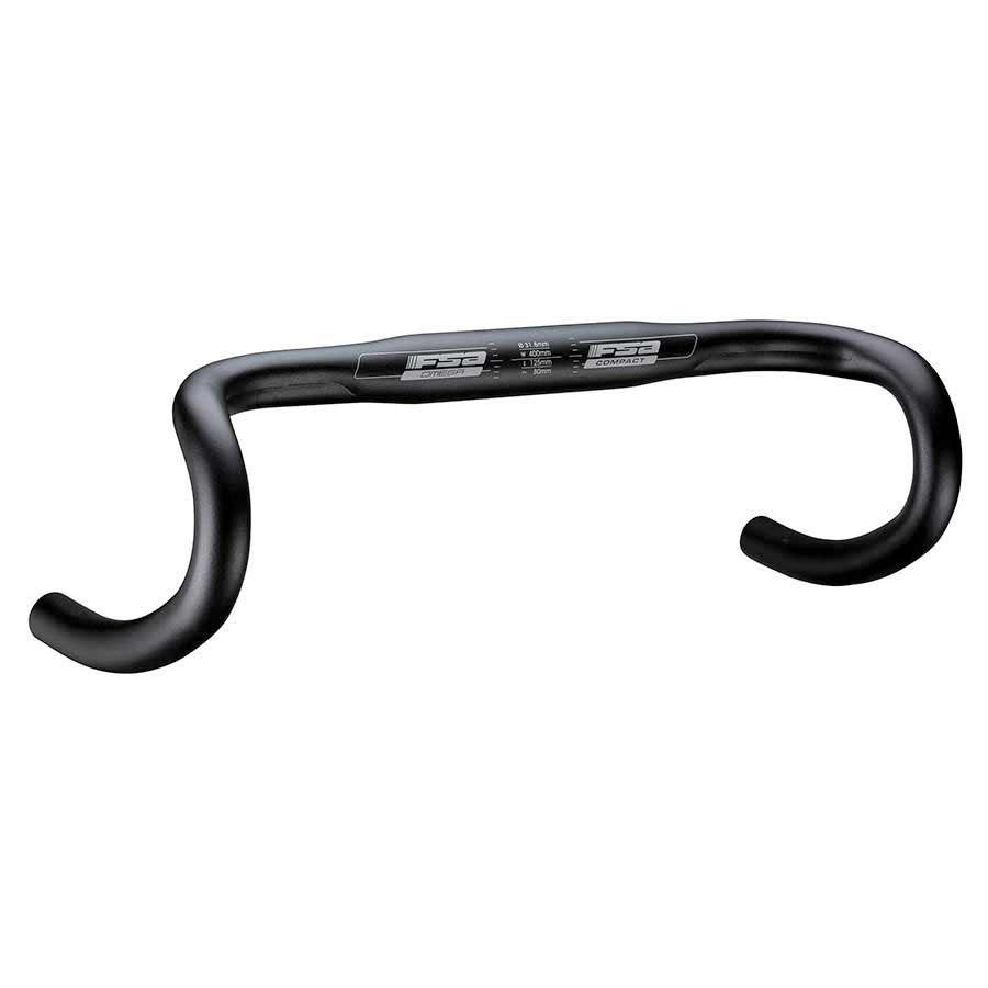 FSA, Omega Compact, Road handlebar, 31.8mm, 380mm, Reach:80mm, Drop:125mm, Black