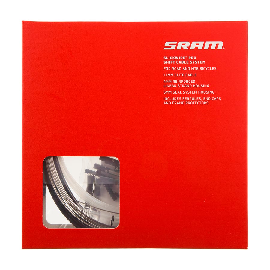 SRAM, SlickWire Pro Shift Kit, Shifter Cable and Housing Set, Stainless Steel, Black, Shimano/SRAM, Kit