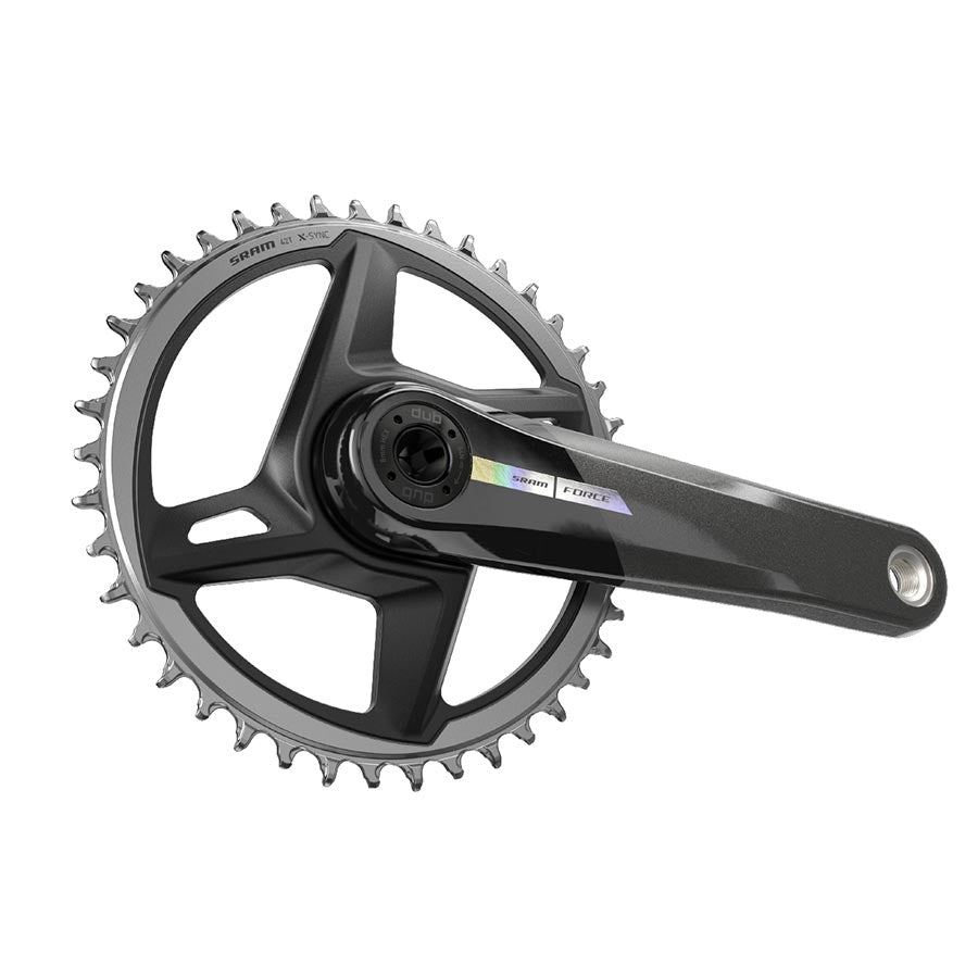 SRAM, Force D2 1x Wide, Crankset, Speed: 12, Spindle: 28.99mm, BCD: Direct Mount, 40, DUB, 165mm, Black, Road Disc