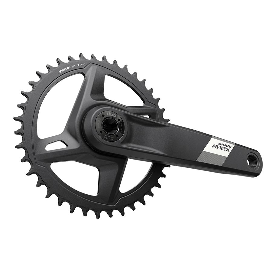 SRAM, Apex D1, Crankset, Speed: 12, Spindle: 28.99mm, BCD: Direct Mount, 40, DUB, 160mm, Black, Road Disc