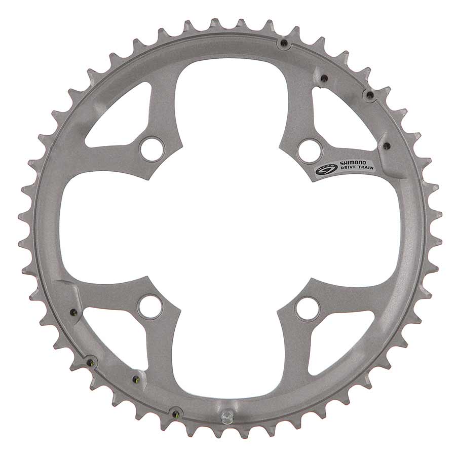 Shimano, Y1DS98210, 48T, 9sp, BCD: 104mm, 4 Bolt, Deore FC-M510, Outer Chainring, For 26/36/48, Aluminum, Silver