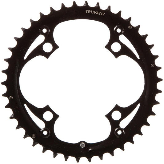 Truvativ, 42T, 9 sp, BCD 104mm, 4-Bolt, Outer Chainring, For MTB triple, Steel, Black, 11.6215.016.000