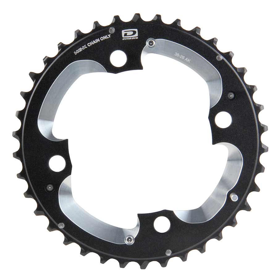 Shimano, Y1ML98020, 38T, 10sp, BCD: 104mm, 4 Bolt, XT FC-M785, Outer Chainring, For Pour 26D, Aluminum, Silver