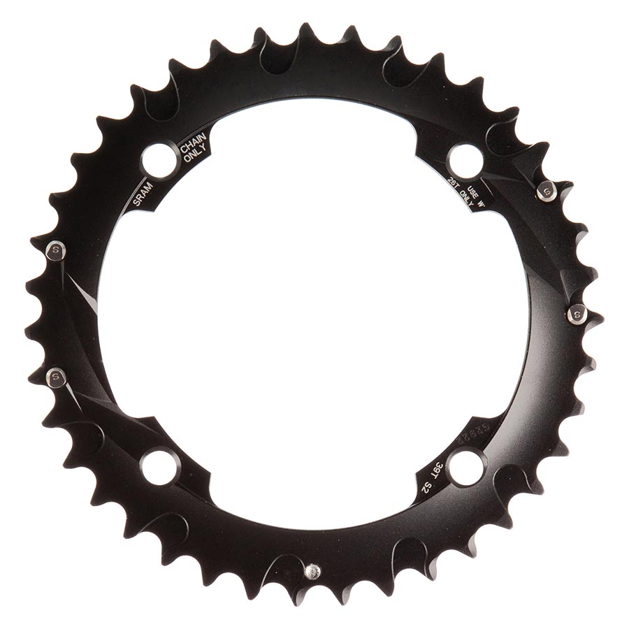 SRAM, 39T, 10 sp, BCD 120mm, 4-Bolt, All 26/39, Outer Chainring, For L-pin GXP 2x10, Aluminum, Black, 11.6215.188.260