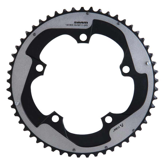 SRAM, 53D, 11sp, BCD: 130mm, 5 Bolts, Red22 X-Glide, Outer Chainring, For 39/53, Aluminum, Grey, 11.6218.009.000