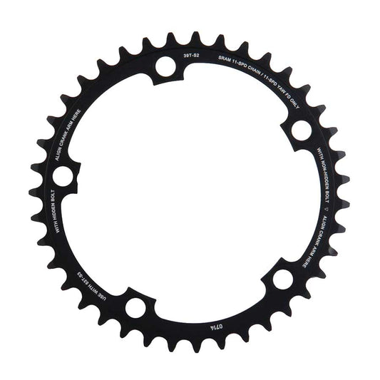 SRAM, 39D, 11sp, BCD: 130mm, 5 Bolts, X-Glide, Inner Chainring, For 39/53, Aluminum, Black, 11.6218.009.005