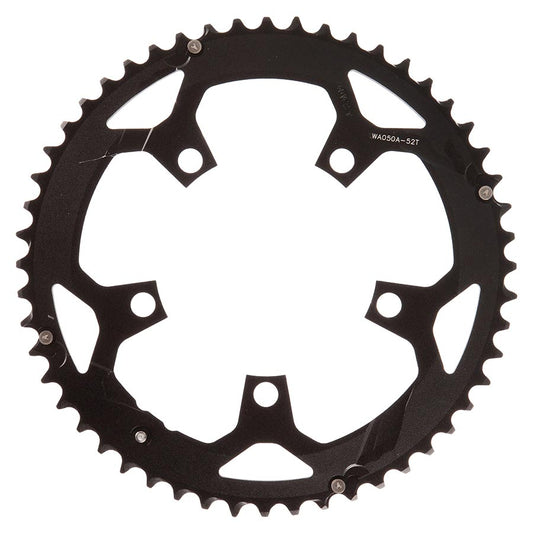 FSA, 52T, 10/11sp., BCD: 110mm, 5 Bolts, Pro Road, Outer Chainring, For Double, Aluminum, Black, 371-0252H