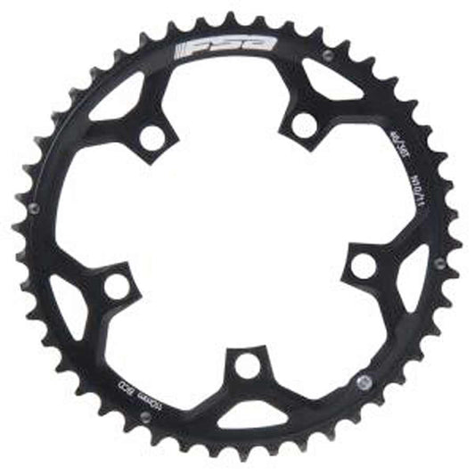 FSA, 53T, 10/11sp., BCD: 130mm, 5 Bolts, Pro Road, Outer Chainring, For Double, Aluminum, Black, 371-0153E