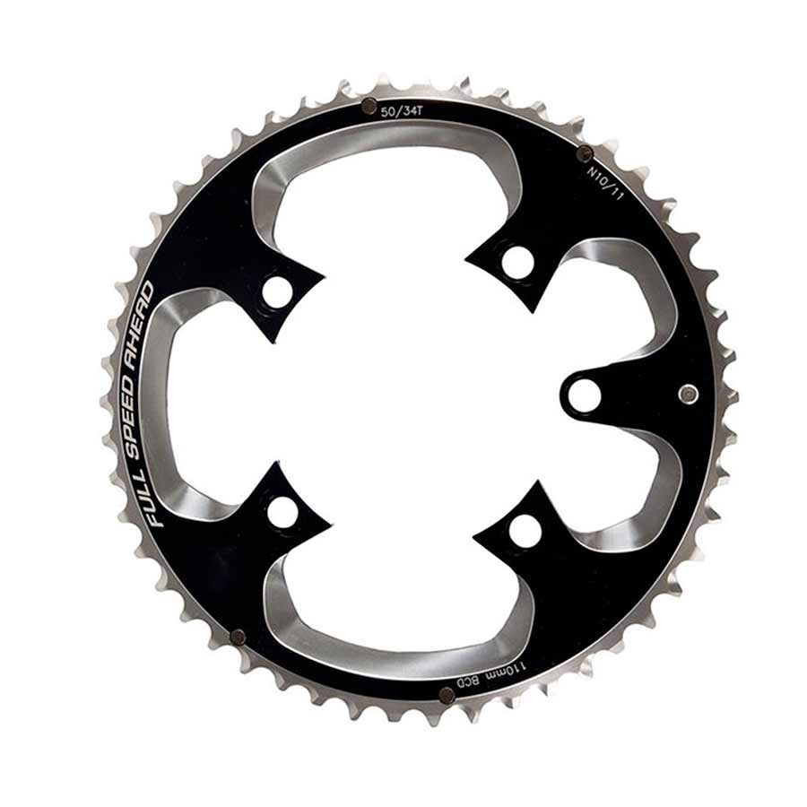 FSA, 371-0250, 50T, 11sp, BCD: 110mm, 5 Bolt, Super ABS Road, Outer Chainring, For Double, Aluminum, Black