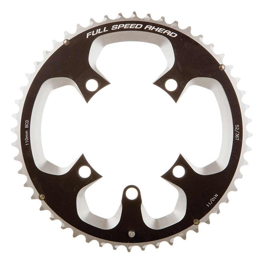 FSA, 371-0252, 52T, 11sp, BCD: 110mm, 5 Bolt, Super ABS Road, Outer Chainring, For Double, Aluminum, Black