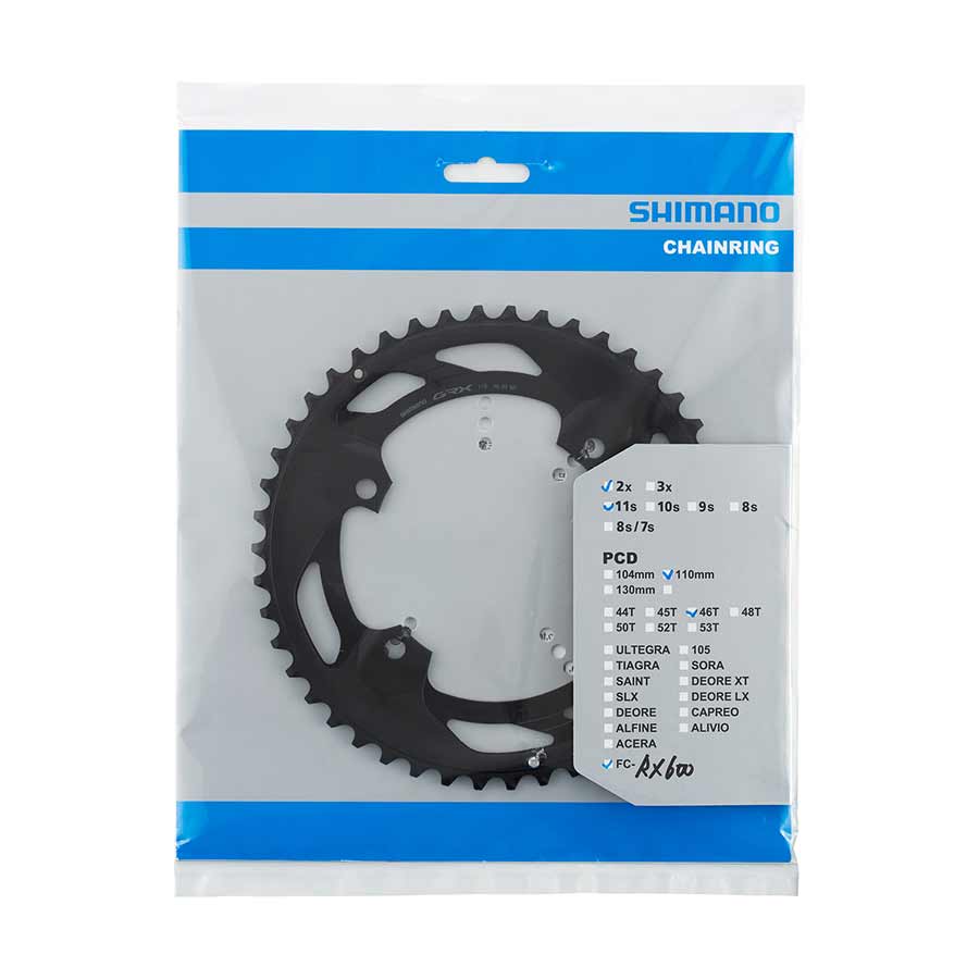 Shimano, GRX FC-RX600 2x10 / 2x11, Chainring, Teeth: 30, Speed: 10/11, BCD: 80, Bolts: 4, Inner, Aluminum, Black