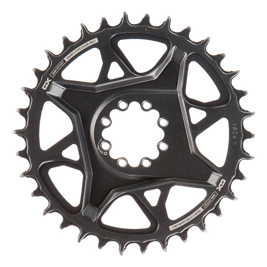 SRAM, GX Eagle T-Type DM, Chainring, Teeth: 30, Speed: 12, BCD: Direct Mount SRAM 8 Bolt, Aluminum, Grey