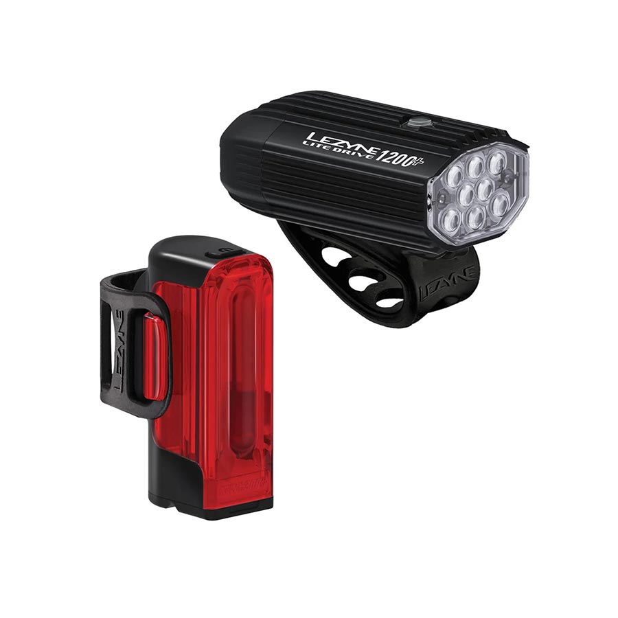 Lezyne, Lite Drive 1200+/ Strip Drive Pro 400+, Light, Set, Black