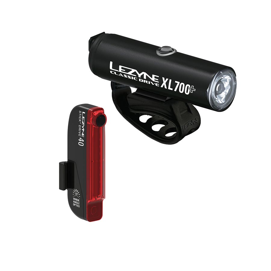 Lezyne, Classic Drive XL/Stick Drive +, Light, Front and Rear, Black, Set