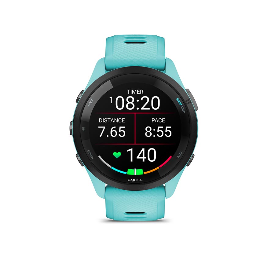 Garmin, Forerunner 265 Music, Watch, Watch Color: Black, Wristband: Black/Powder Grey - Silicone