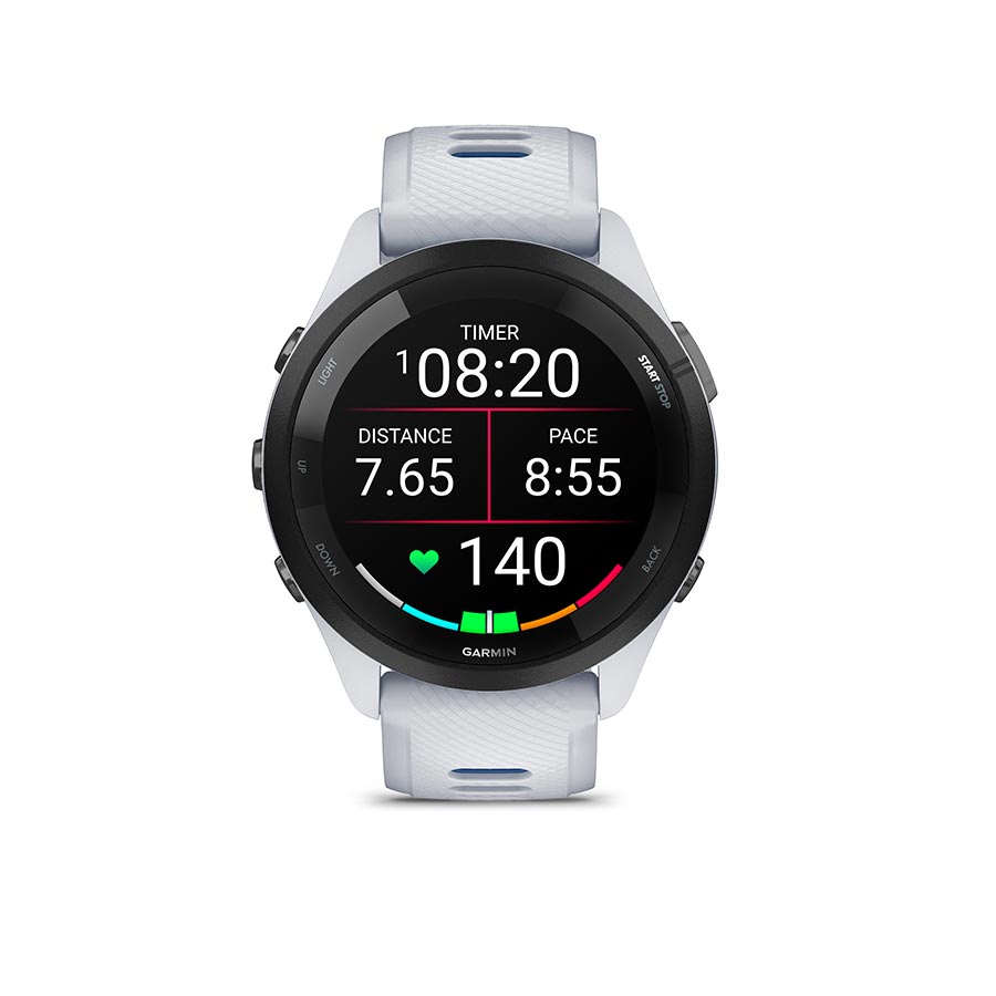 Garmin, Forerunner 265 Music, Watch, Watch Color: Black, Wristband: Black/Powder Grey - Silicone