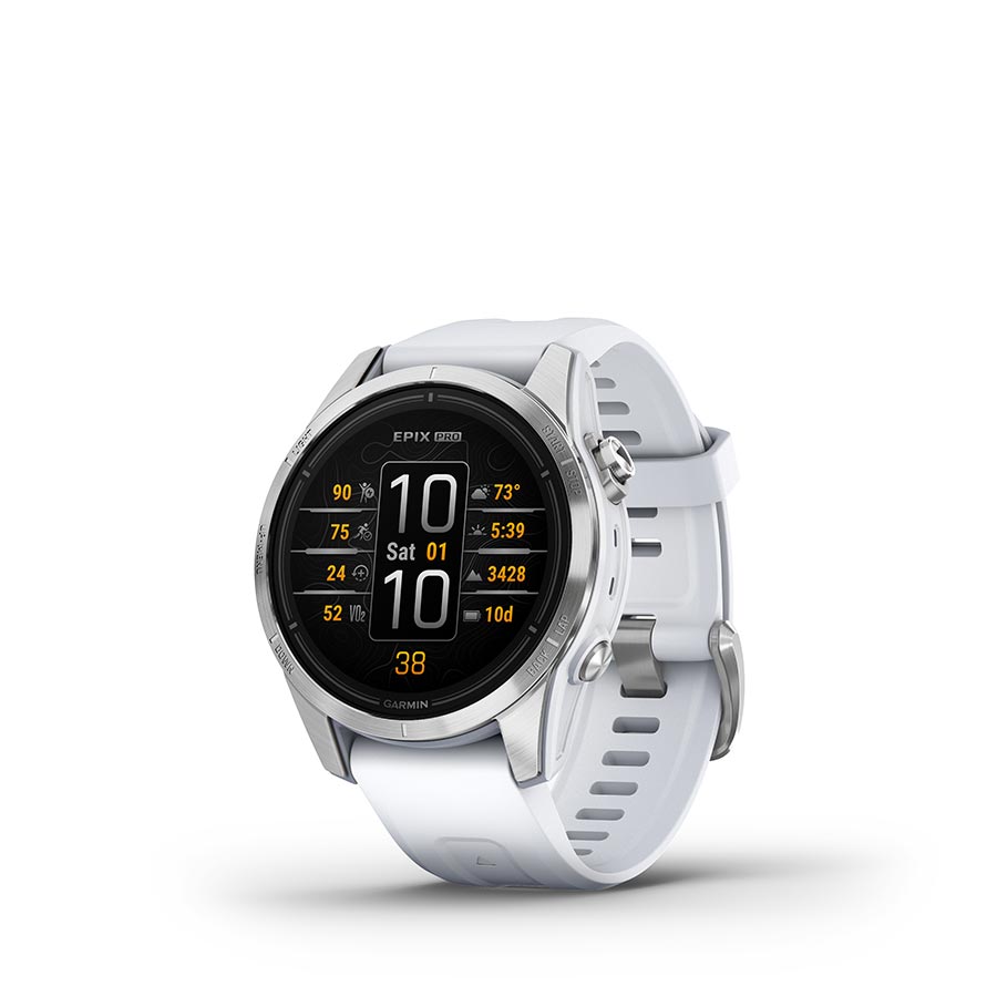 Garmin, Epix Pro Std. Edition 42mm, Watch, Watch Color: Silver, Wristband: White - Silicone