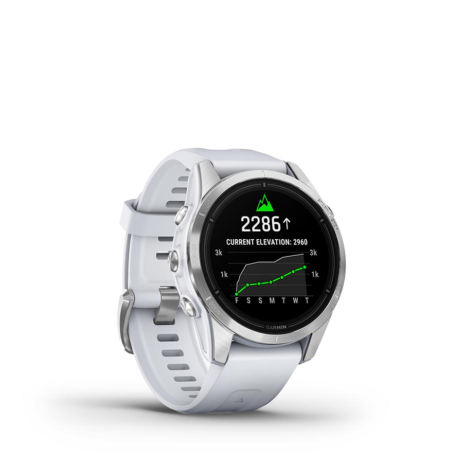 Garmin, Epix Pro Std. Edition 42mm, Watch, Watch Color: Silver, Wristband: White - Silicone