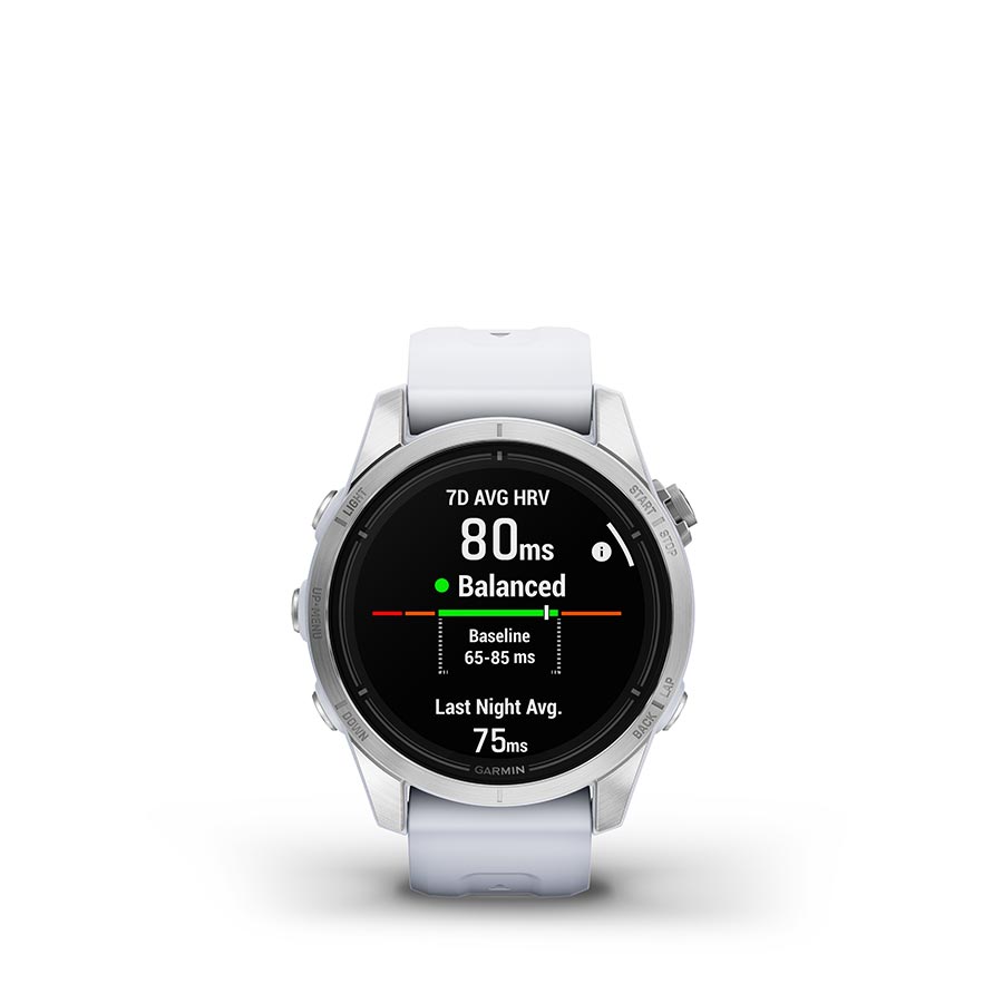 Garmin, Epix Pro Std. Edition 42mm, Watch, Watch Color: Silver, Wristband: White - Silicone