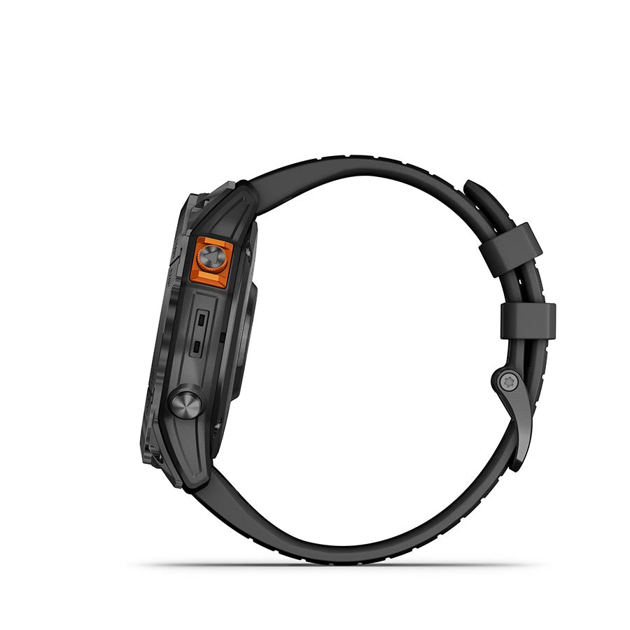 Garmin, fenix 7X Pro Solar, Glass, Watch, Watch Color: Slate Grey, Wristband: Black - Silicone