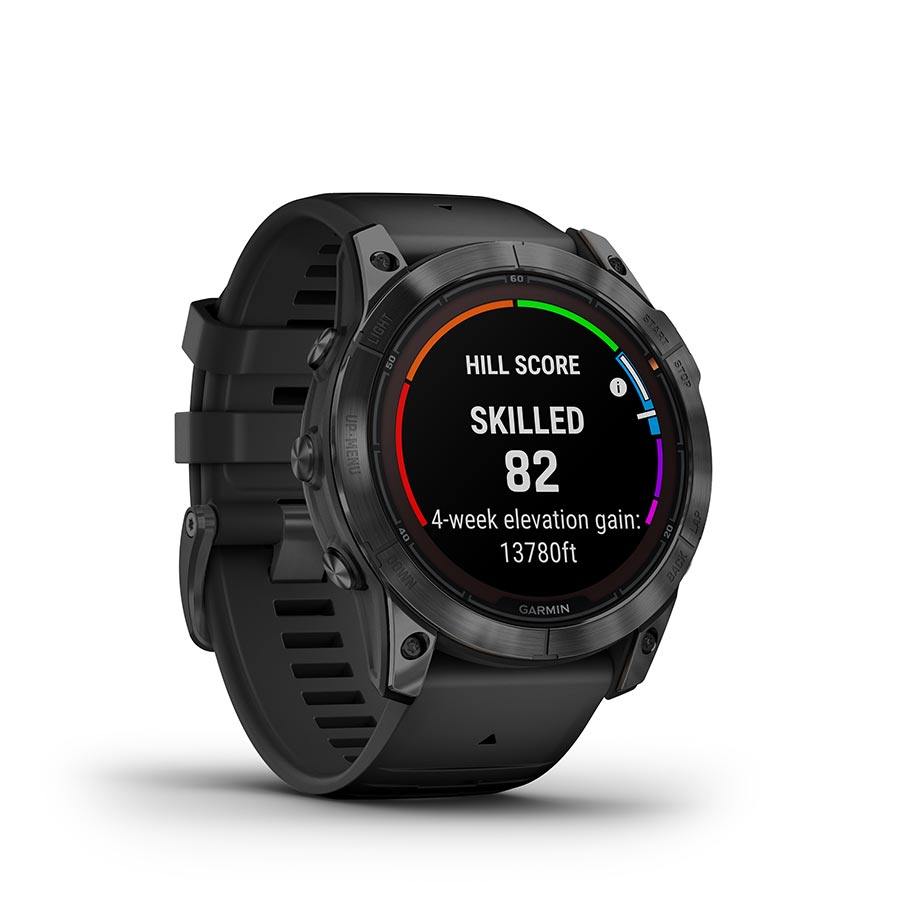 Garmin, fenix 7X Pro Solar, Glass, Watch, Watch Color: Slate Grey, Wristband: Black - Silicone