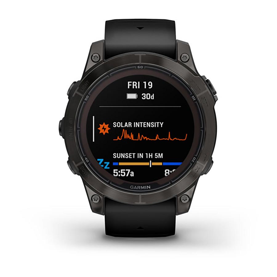 Garmin, fenix 7 Pro Sapphire Solar, Watch, Watch Color: Titanium, Wristband: Fog Grey/ Ember Orange - Silicone