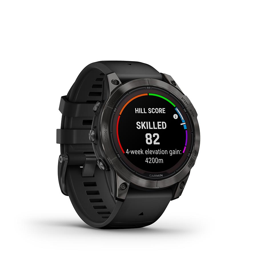 Garmin, fenix 7 Pro Sapphire Solar, Watch, Watch Color: Titanium, Wristband: Fog Grey/ Ember Orange - Silicone