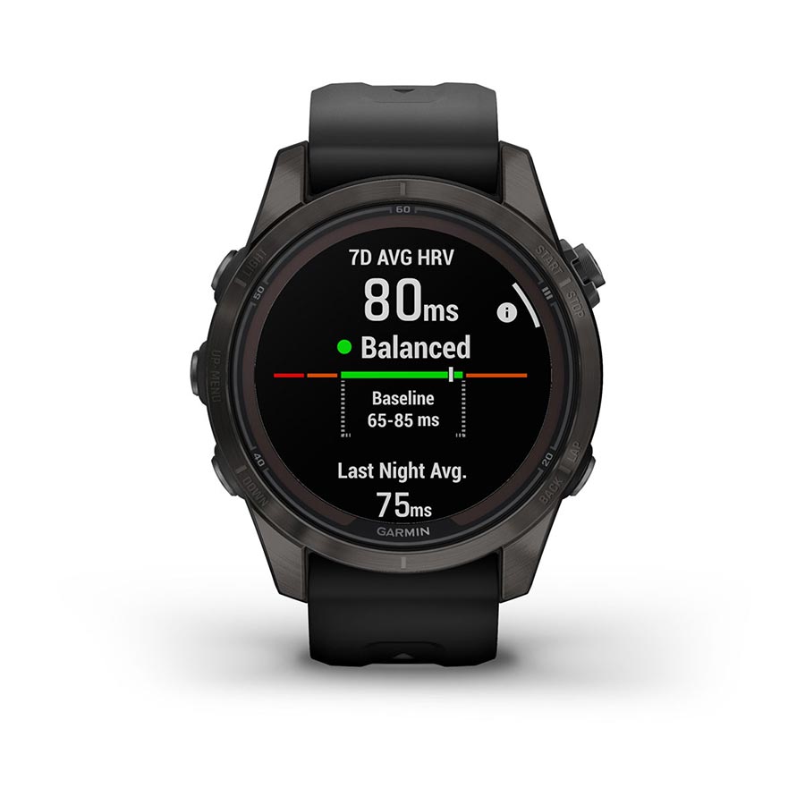 Garmin, fenix 7S Pro Sapphire Solar, Watch, Watch Color: Grey, Wristband: Black - Silicone