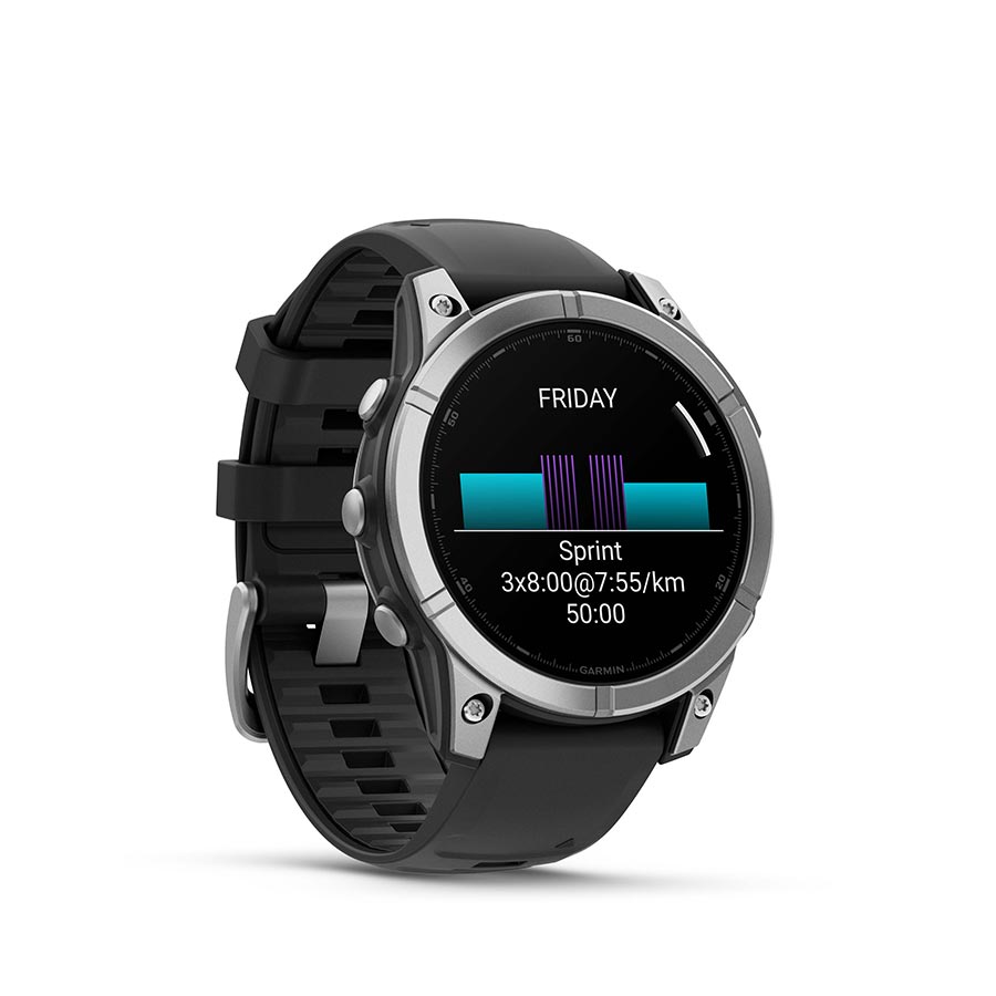 Garmin, fenix E AMOLED 47mm, Watch, Watch Color: Slate Grey, Wristband: Black - Silicone