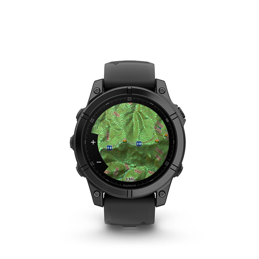 Garmin, fenix E AMOLED 47mm, Watch, Watch Color: Slate Grey, Wristband: Black - Silicone