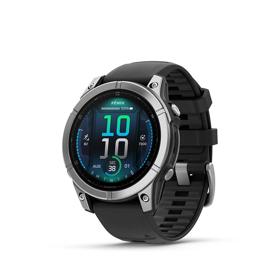 Garmin, fenix E AMOLED 47mm, Watch, Watch Color: Slate Grey, Wristband: Black - Silicone