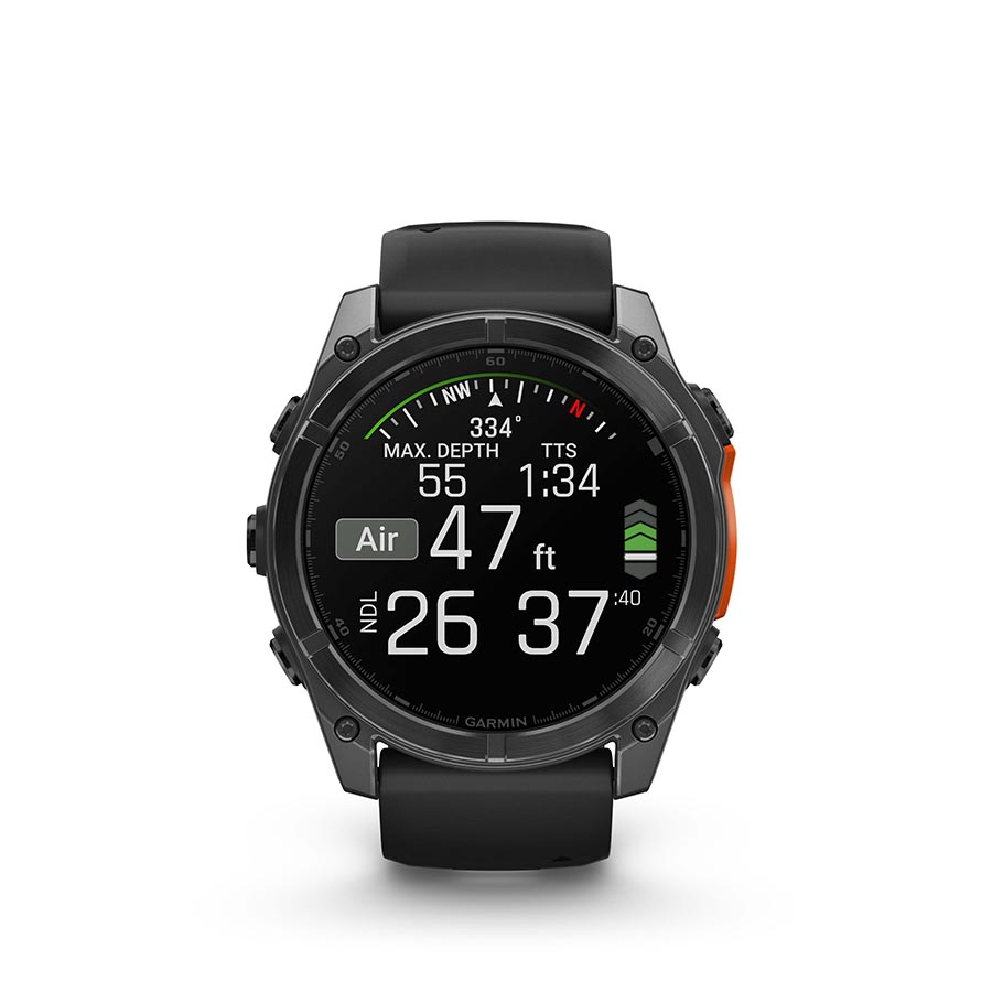 Garmin, fenix 8 AMOLED 51mm, Watch, Watch Color: Slate Grey, Wristband: Black - Silicone