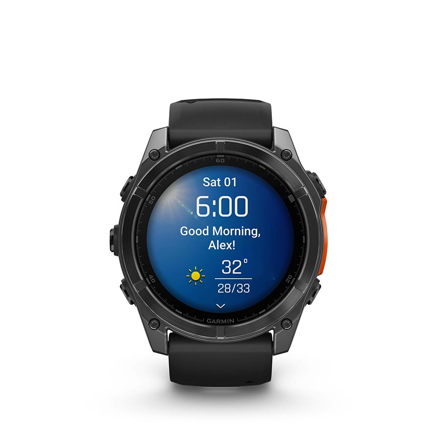 Garmin, fenix 8 AMOLED 51mm, Watch, Watch Color: Slate Grey, Wristband: Black - Silicone