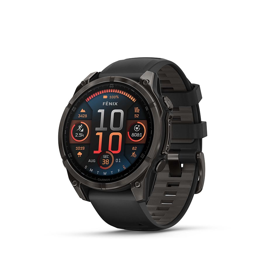 Garmin, fenix 8 AMOLED Sapphire 47mm, Watch, Watch Color: Grey, Wristband: Black/ Pebble Gray - Silicone