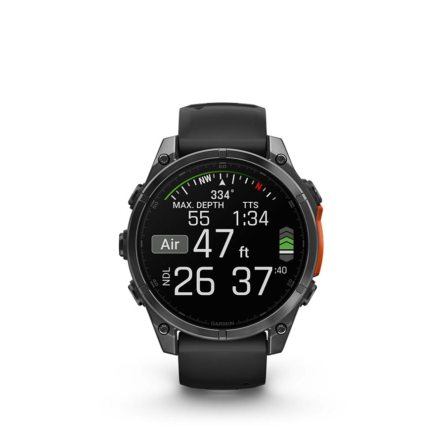 Garmin, fenix 8 AMOLED 47mm, Watch, Watch Color: Slate Grey, Wristband: Black - Silicone