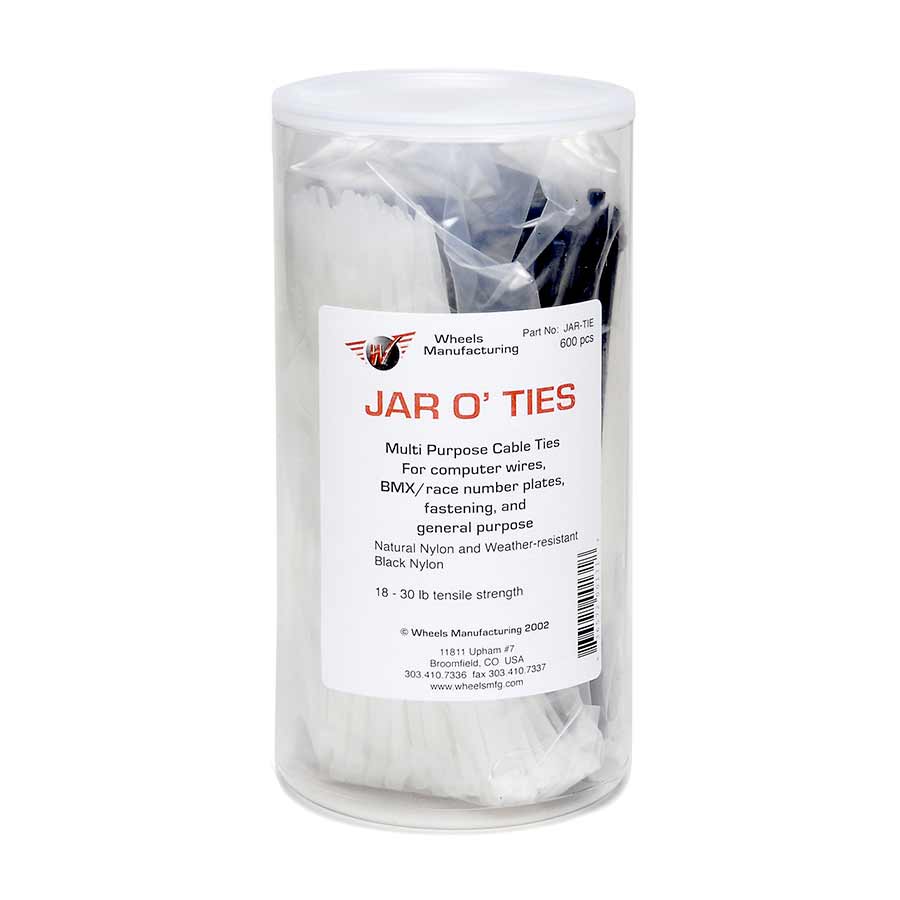 Wheels Manufacturing, Zip Ties, Jar of 600, Black