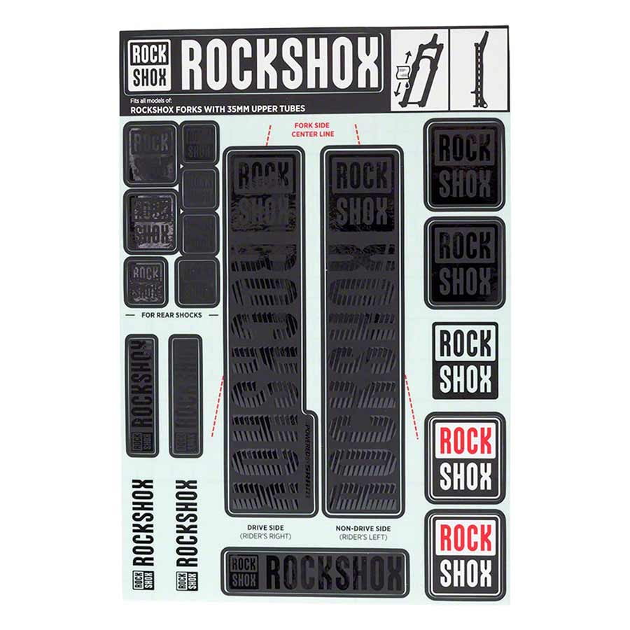 RockShox, 35mm Decal Kit - MY18, Stealth, Kit