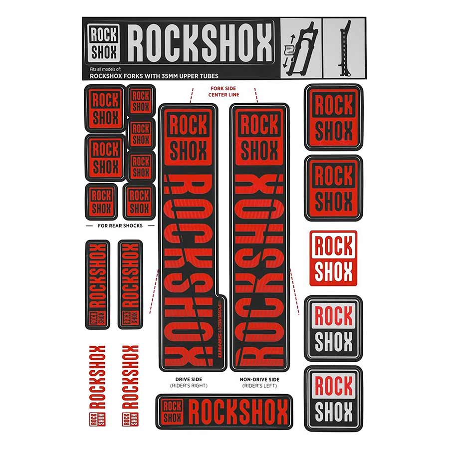 RockShox, 35mm Decal Kit - MY18, Stealth, Kit