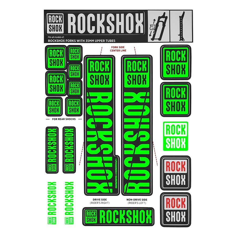 RockShox, 35mm Decal Kit - MY18, Stealth, Kit