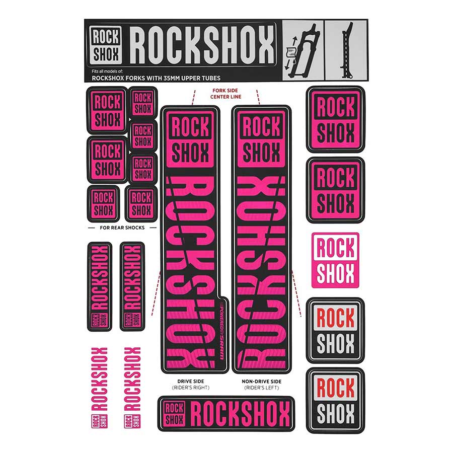 RockShox, 35mm Decal Kit - MY18, Stealth, Kit