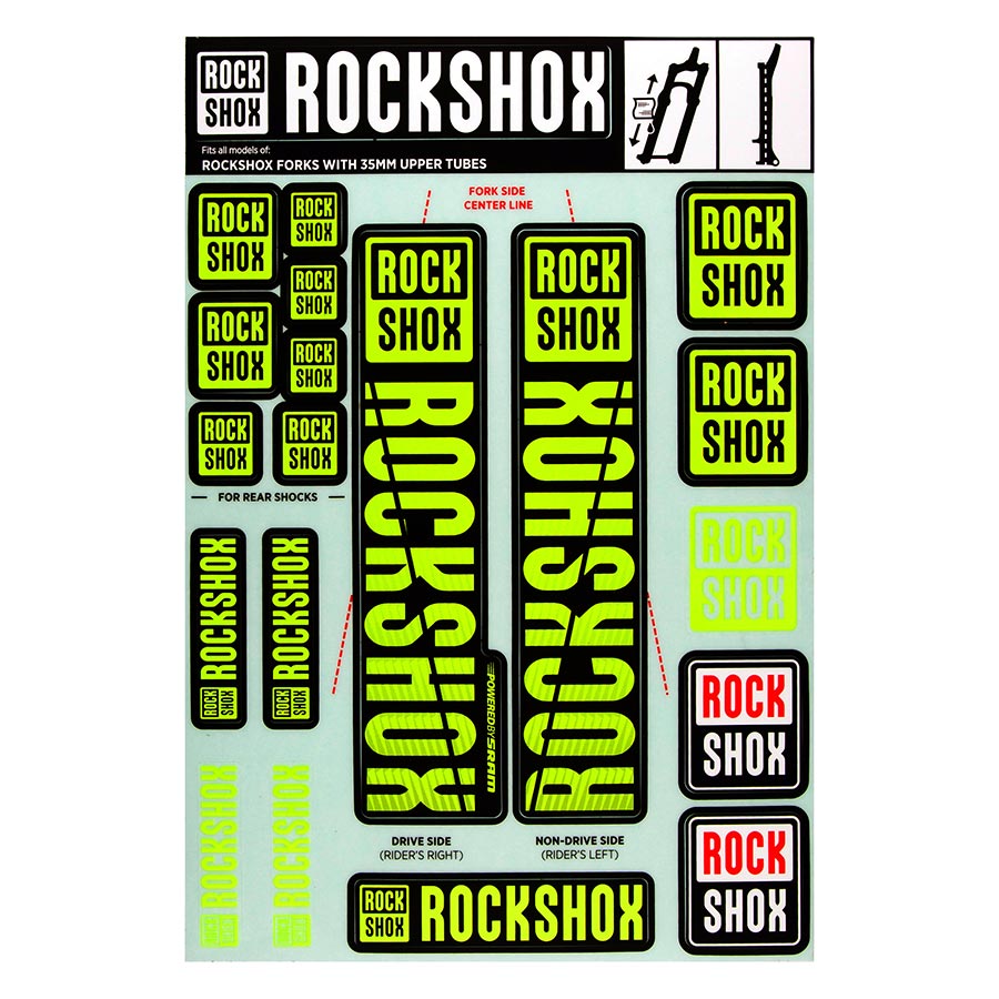 RockShox, 35mm Decal Kit - MY18, Stealth, Kit