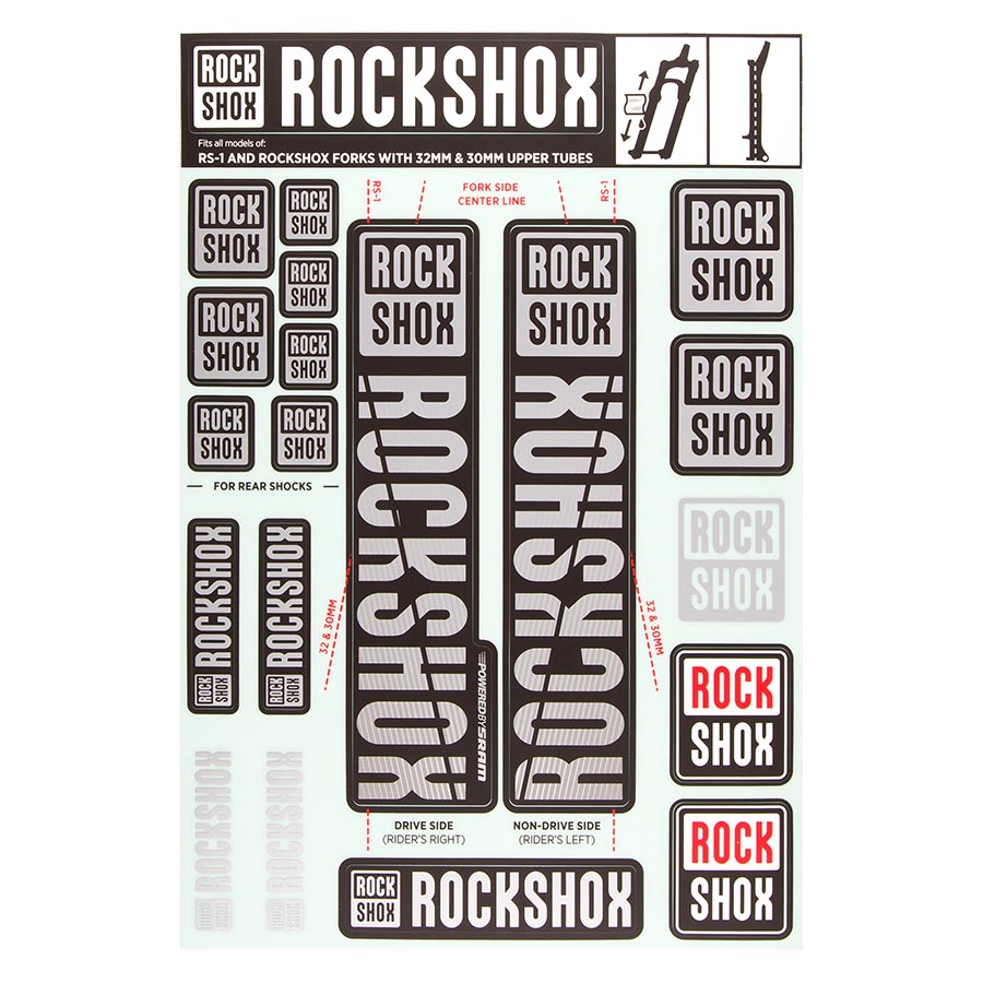 RockShox, 30/32mm Decal Kit, Stealth, Kit