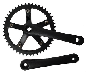 Crank, Single Speed,  46T, 1/2x 1/8", Black, Alloy